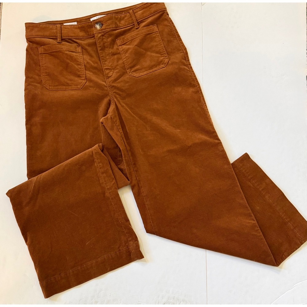 LOFT The Palmer Wide Leg Corduroy Pants Rust Brown Size 10 High Rise